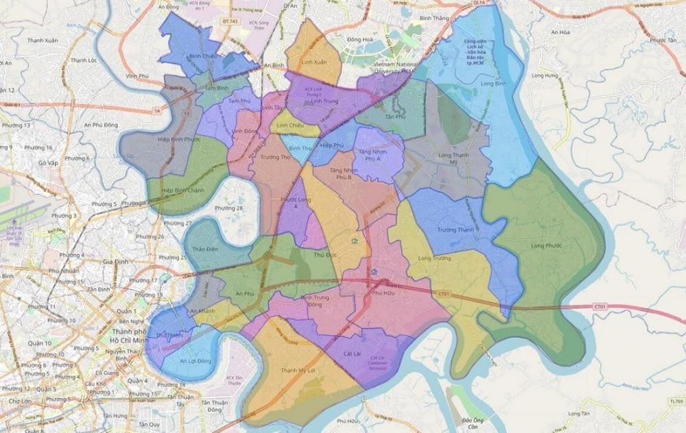 Thu Duc City is made up of District 2, District 9 and Thu Duc District